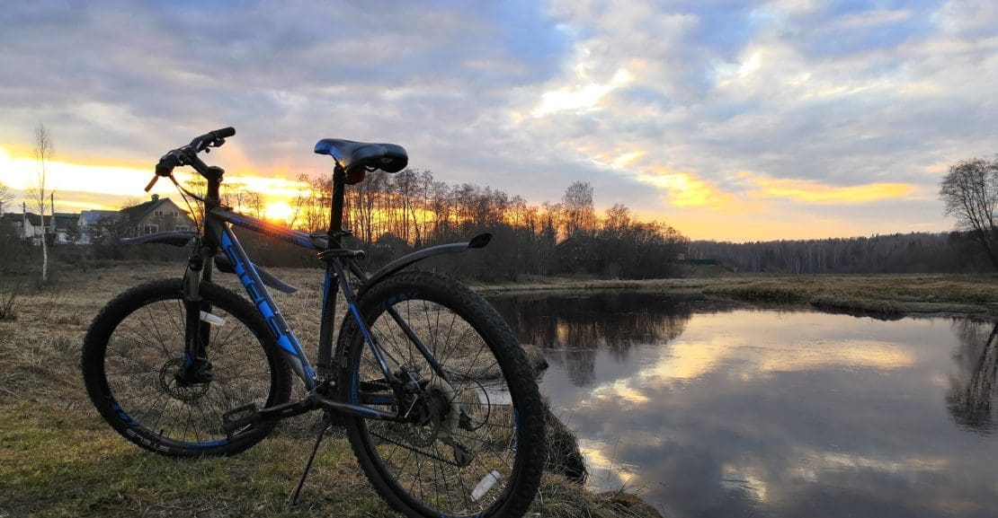 Bicycle near pond