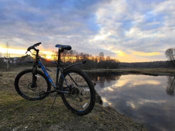 Bicycle near pond